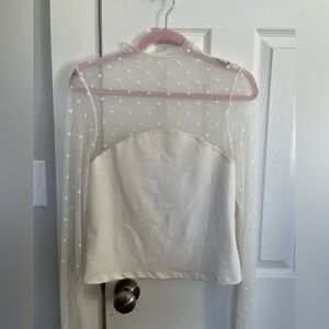 Free People White Sheer Polka Dot Blouse